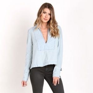 Free People Ready or Not Chambray Top (Rumi Wash)
